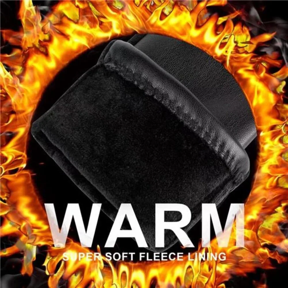 Women's Winter Fashion Leather Gloves Touch Screen Wool Lined Suede Gloves